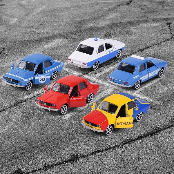 Detalii Set Majorette Dacia 1300 cu 5 masinuteCaracteristiciMasinuta Majorette Dacia 1300 este recomandat copiilor incepand cu varsta de peste 3 aniMasinuta Dacia imita perfect modelul real Dacia 1300 Pentru ca modelul sa para cat mai real usile masinutelor se deschidSetul contine 5 masinute Dacia 1300Varsta recomandata 3 ani Lungime masinuta 75 cm