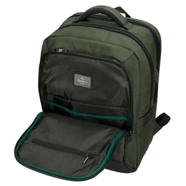 Rucsac barbati Pepe Jeans Bromley 24 2 compartimente buzunare laptop 156 inch tableta 12 inch verde 31x44x15 cmBrand Pepe Jeans LondonCuloare verdeDimensiune 31x44x15 cmMaterial poliester  piele ecologicaBretele sunt ajustabile pentru o purtare confortabila si ergonomice care se adapteaza perfect la spate si captusiteCompartiment special pentru laptop tabletaCapacitate 19 litri2 compartimente pentru o mai buna 