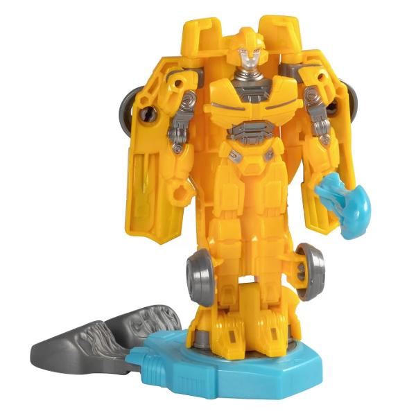 Experimentati originile epice ale robotilor legendari Transformers cu aceste figurine de actiune Transformers One Battling Robots Aceasta figurina Sentinel Prime de 115cm se transforma din modul robot in modul jet Cybertronian in 3 pasi cu o conversie simpla perfecta pentru fanii Transformers cu varsta de 6 ani si peste Asezati figurina de actiune pe baza de lupta si glisati fantele pentru degete pentru miscari interesante de actiune Figura are cap brate si picioare articulate pentru 