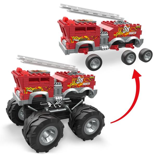 Pregateste-te pentru actiunea monstruala cu setul de constructie 5 ALARM MEGA Hot Wheels bazat pe modelul original Hot Wheels Monster Trucks Dispunand de detalii autentice Hot Wheels acest vehicul este echipat cu roti gigantice grafica iconica si decor si o scara de incendiu extensibila Asezati micro figurina de actiune inclusa in scaunul soferului si combinati-va cu alte seturi de constructie MEGA Hot Wheels pentru a va crea propriile camioane monstru personalizate