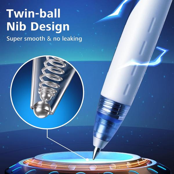 - roller cu uscare rapida Space Up Writech- varf tip bullet cu scriere de 07 mm- tehnologia centrului de greutate scazut si cu 2 bile in varf ofera un control superior si stabilitate pentru o scriere lina si precisa- sistem de click silentios brevetat- clip care se clipseaza in corpul rollerului pentru ai intari designul futurist