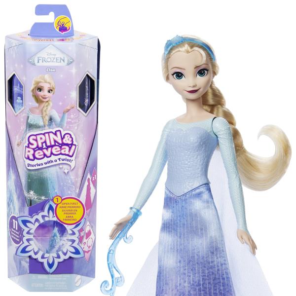 Disney Frozen Elsa primeste o intorsatura magica in aceasta experienta de unboxing Disney Frozen Spin &amp Reveal Mai intai deschideti floarea pentru a dezvalui o scena de joaca tematica cu siluete misterioase Apoi roteste pachetul pentru a gasi 5 pungi misterioase pline cu 5 accesorii si 5 autocolante Dezvaluirea finala este o papusa de moda Elsa intr-o tinuta frumoasa inspirata de film De asemenea copiii pot decora scena de joaca si pot imagina povesti cu ea ca fundal Papusa nu poate 
