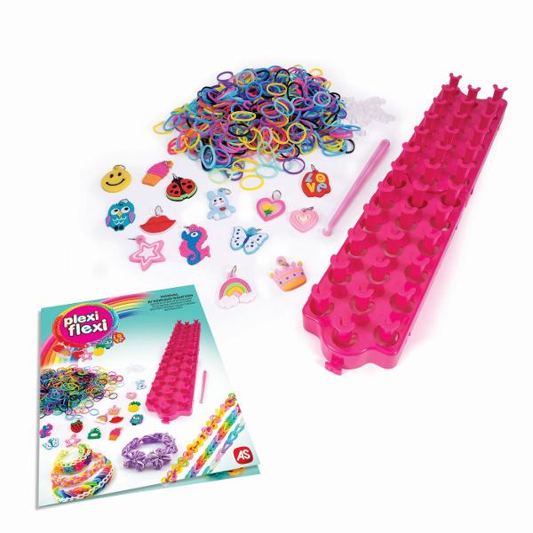 Trusa de artizanat cu razboi de tesut 800 de elastice colorate si 15 modele diferite de accesorii pentru decorare Creati bratari unice si colorate inele si alte accesorii si faceti-le si mai impresionante prin adaugarea de accesorii colorate in modele unice Perfect pentru copiii care iubesc mestesugurile si vor sa isi exprime creativitatea Include un razboi de tesut pentru a crea modele simple si mai complexe pentru mai multa implicare si mai multa distractie pentru copil                   