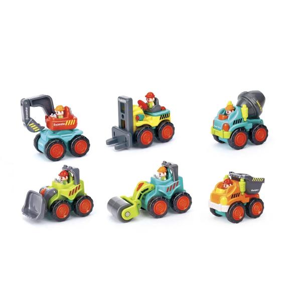 Fiecare vehicul de superconstructie are roti care ruleaza care il fac usor de impins si de alunecat pentru joaca in interior sau in aer liber Marginile rotunjite fac aceste vehicule usor de tinut in mana Masinutele sunt realizate din plastic de inalta calitate si durabilitate fiind perfecte pentru joaca atat in interior cat si in exterior Sunt usor de apucat de mainile mici si piese reglabile pentru ridicare transport si mutareJucarie dura si interesanta dimensiuni mici si 