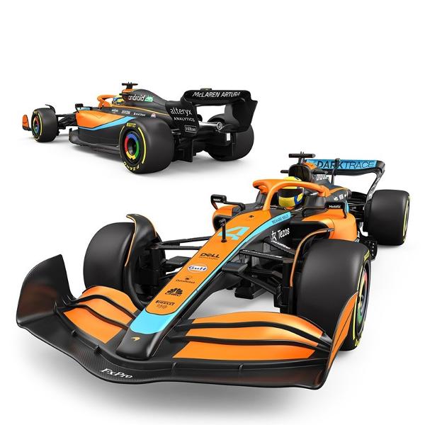 Copilul dumneavoastra se poate juca in voie cu masina cu telecomanda McLaren F1 MCL36 scara 1 la 12  oferita de brandul international Rastar Nicio cursa nu este imposibil de castigat cu acesta masinuta replica oficiala cu licenta a modelului original construita cu mare atentie la detalii Masinuta are proportiile ideale pentru momente pline de distractie si amuzament avand dimensiunile in centimetri dupa cum urmeaza  471710 Masinuta functioneaza pe frecventa de 24GAlimentarea se face 