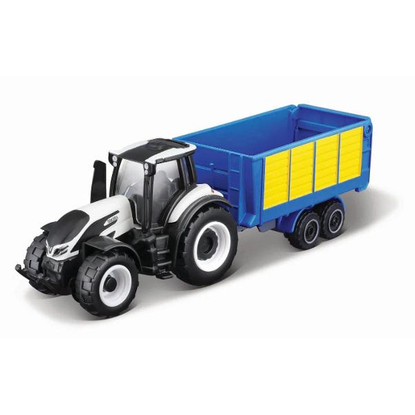 Descopera lumea agricola in miniatura cu setul &quot;Mini Work Machines Tractors w Trailers&quot; Aceste tractoare licentiate de 75cm realizate din metal turnat sub presiune si piese din plastic vin echipate cu remorci fiind gata sa abordeze orice sarcina de la ferma Cu designuri realiste posibilitatea de a atasa implemente si remorci functionale aceste seturi sunt perfecte pentru joaca si colectionareAtentie Pretul afisat este per bucata Nu se poate alege 