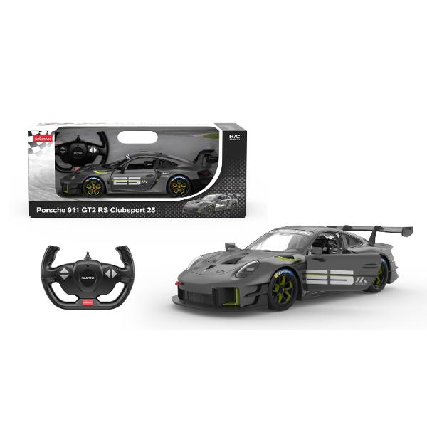 Copilul dumneavoastra se poate juca in voie cu masina cu telecomanda PORSCHE 911 GT2 RS CLUBSPORT 25 scara 1 la 14 oferita de brandul international Rastar Nicio cursa nu este imposibil de castigat cu acesta masinuta replica oficiala cu licenta a modelului original construita cu mare atentie la detalii Masinuta are proportiile ideale pentru momente pline de distractie si amuzamentMasinuta functioneaza pe frecventa de 24GAlimentarea se face astfel  pentru masinuta sunt necesare 5 baterii 