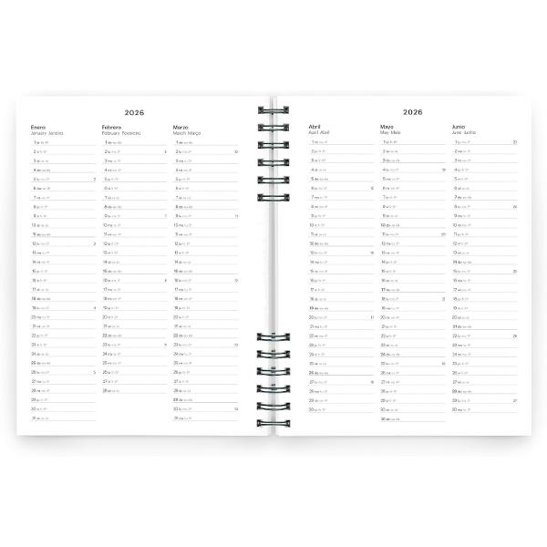 Agenda cu spira Miquelrius Plus 164x218 mm datata zilnic Mauve Back to Basics MR34560