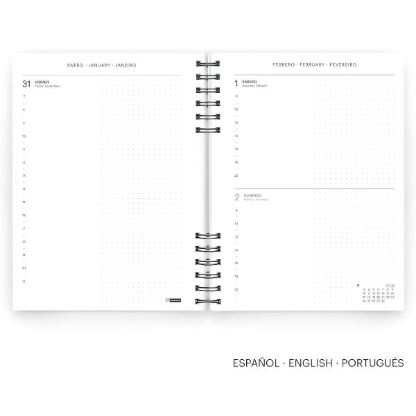 Agenda cu spira Miquelrius Plus 164x218 mm datata zilnic Navy Back to Basics MR34558