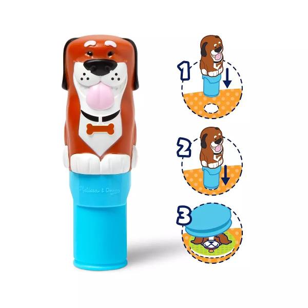 Melissa and Doug Sticker Wow este un set creativ de joaca pentru copii de la 3 ani in sus conceput pentru activitati distractive cu stickere Fiecare set include un aplicator tip stampila cu personaj reincarcabil care distribuie stickere individuale pe paginile incluse in caietul de activitate Setul contine aproximativ 300 de stickere si un caiet cu 24 de pagini pline de jocuri provocari si ilustratii colorate care incurajeaza copiii sa lipeasca sa potriveasca si sa completeze diferite 