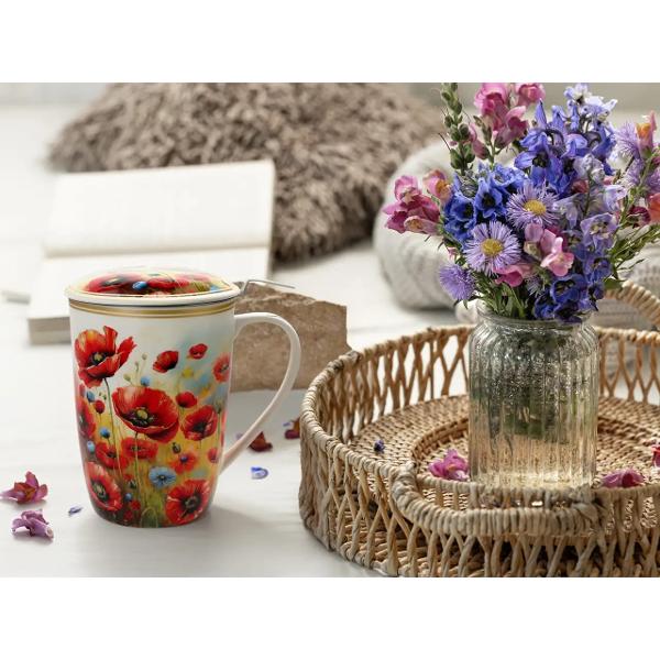 Can&259; elegant&259; din por&539;elan fin cu o capacitate generoas&259; de 600 ml decorat&259; cu un delicat motiv &bdquo;Paji&537;te cu flori&rdquo; semnat de artista Laura Lozano Designul floral plin de culoare &537;i naturale&539;e aduce &icirc;n prim-plan frumuse&539;ea unei paji&537;ti &icirc;nflorite cre&acirc;nd o atmosfer&259; relaxant&259; &537;i plin&259; de prospe&539;imeCana este 