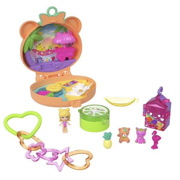 Setul de joaca Polly Pocket aduce distractia intr-un format portabil si colorat perfect pentru aventuri oriunde Fiecare are un design vesel si include o mini figurina Polly Pocket accesorii tematice si elemente interactive care transforma interiorul intr-un mic univers de joaca Se deschide pentru a dezvalui o scena de joc plina de detalii si surpriza unde copiii pot inventa povesti si pot explora diferite activitati alaturi de figurina inclusa Accesoriile si decorurile permit crearea unor 