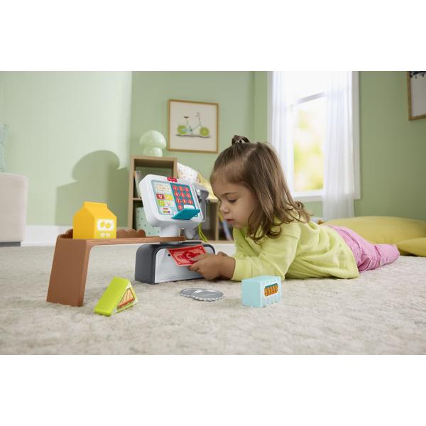 Invatare prin joaca  cate un bip pe rand Bine ati venit in cel mai incantator magazin din oras  unde imaginatia intalneste educatia Casa de marcat Fisher-Price Laugh &amp Learn Count &amp Shop transforma cumparaturile simulate de zi cu zi intr-o aventura vesela plina de muzica lumini si invatare Conceputa pentru copii mici si prescolari aceasta jucarie interactiva introduce micutii cursanti in lumea numerelor literelor culorilor formelor si abilitatilor sociale in cel mai jucaus 