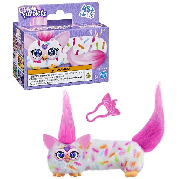 Jucarie interactiva din gama Furby Furblets BERRY conceputa pentru distractie muzicala si interactiune dinamica Produsul are un design compact si colorat cu blanita moale si detalii expresive fiind usor de transport si utiliza oriunde Jucaria este echipata cu peste 45 de sunete si efecte muzicale oferind o experienta variata prin activarea diferitelor functii Interactioneaza prin atingere si manipulare raspunzand cu sunete amuzante si melodii stimuland imaginatia si curiozitatea 