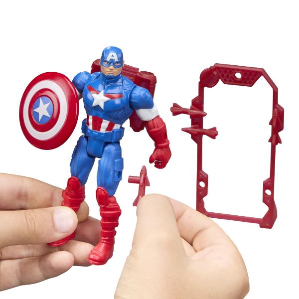 Copiii isi pot imagina actiune si aventura care salveaza lumea cu jucariile Marvel Avengers ActionVerse de la Hasbro Ofera timpului de joaca un impuls puternic cu aceste figurine dotate cu 9 puncte de articulatie pentru joaca si expunere pozitionabile Fiecare figurina de actiune Super Hero ActionVerse de 114 cm vine cu mai multe accesorii detasabile inspirate de personaje precum si un suport reutilizabil pentru depozitarea accesoriilor Copiii cu varsta de 4 ani si peste vor adora sa-si 