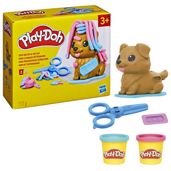 Setul Play-Doh Mini ofera copiilor o modalitate distractiva de a modela si crea diferite forme din plastilina Cu ajutorul presei si al accesoriilor incluse plastilina poate fi presata prin diverse sabloane pentru a obtine modele forme si decoratiuni variate Setul include 2 recipiente cu plastilina Play-Doh in culori diferite cu o cantitate totala de 113 g precum si accesorii pentru modelare si decupare Activitatea stimuleaza creativitatea imaginatia indemanarea si motricitatea fina 