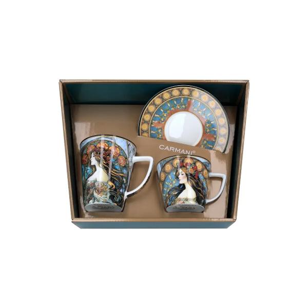 Set cu cea&537;c&259; 230 ml &537;i can&259; 400 ml din por&539;elan Mucha &ndash; Inspira&539;ie picturiTransform&259; fiecare pauz&259; de cafea sau ceai &icirc;ntr-un moment de elegan&539;&259; &537;i inspira&539;ie artistic&259; cu setul din por&539;elan Mucha&nbsp;Inspirat de crea&539;iile celebrului artist Alphonse Mucha unul dintre cei mai importan&539;i reprezentan&539;i ai stilului Art 