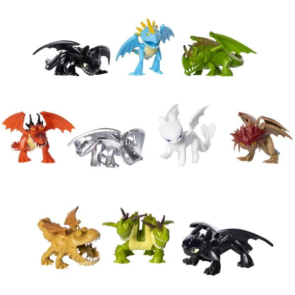 Descopera dragonii misteriosi din insula Berk si de mai departe Personajele tale dragon preferate din Cum sa iti dresezi dragonul sunt disponibile ca mini-figurine detaliate Ce dragon vei gasi in interiorul ambalajului Poti adauga colectiei dragoni obisnuiti rari sau greu de gasit Anumiti Dragoni misteriosi au solzi sau modele fosforescente vizibile Alti dragoni au modele fosforescente ascunse care se vad doar la lumina ultravioleta in seturile de joc Lumea ascunsa vandute 