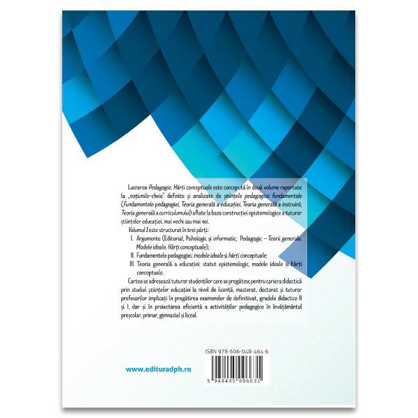 Lucrarea Pedagogie H&259;r&539;i conceptuale este conceput&259; în dou&259; volume raportate la no&539;iunile-cheie definite &537;i analizate de &537;tiin&539;ele pedagogice fundamentale Fundamentele pedagogiei Teoria general&259; a educa&539;iei Teoria general&259; a instruirii Teoria general&259; a curriculumului aflate la baza construc&539;iei epistemiologice a tuturor &537;tiin&539;elor educa&539;iei mai vechi sau main oiVolumul 1 este structurat 