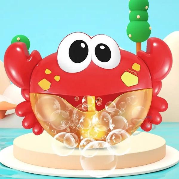 Ce poate fi mai amuzant si distractiv pentru copilul tau decat o cada plina cu baloane de sapun Bubble Crab va fi nelipsit de la ora de balacealaDatorita ventuzelor puternice se lipeste usor pe cada sau faianta si cu doar o apasare de buton distractia poate incepeEste usor de asamblat trebuie doar sa fie atasata doza de suflare sa se puna solutie de spumare gel de dus sau sapun lichid diluat cu apa in compartimentul special sa se ataseze ventuzele si sa se 