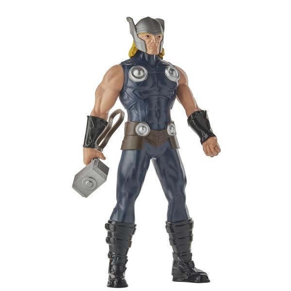 Cu figurinele de actiune Marvel de 24 cm de la Hasbro copiii isi pot imagina actiunea si aventurile Universului Marvel ca super-eroul lor preferat Dispunand de un design clasic si mai multe puncte de articulatie pentru distractie deplina copiii se pot preface ca au propriile lor aventuri Marvel captivante si pline de actiune Acest pachet contine personajul Thor