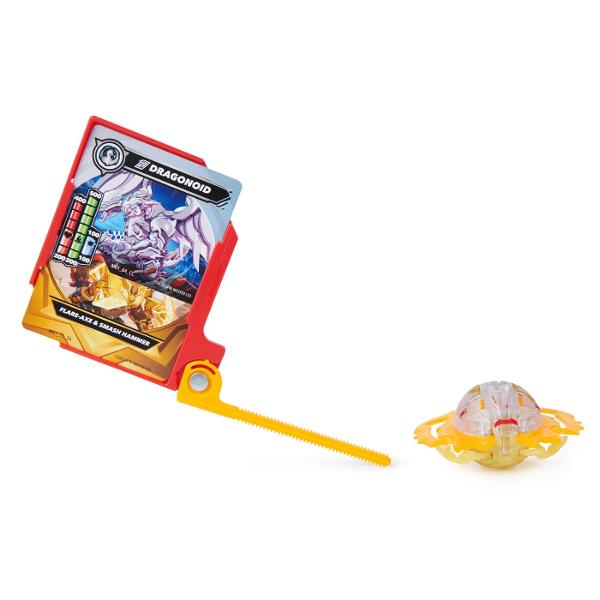 Acest set include 2 BakuganI Atac Special prin Rotire si 3 bile Bakugan de baza plus carti de joc Foloseste cardul de lansare si cordonul de lansare incluse pentru a activa Bakugan-ul rotitor Combina-ti Bakugan-ul cu ajutorul sistemului de legare a bilelor in mai multe parti Pur si simplu prinde partea de sus a personajului de partea de jos sisau inelul armei Atac Special si pregateste-te de lupta Cu cat colectionezi mai multe cu atat mai multe vei putea personaliza Foloseste 