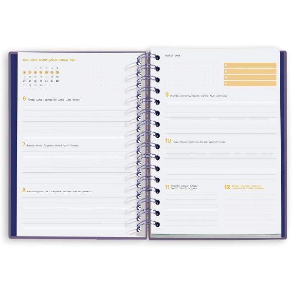 Agenda cu spira Miquelrius Plus 160x218 mm datata saptamanal Floral Duality Marf MR34573