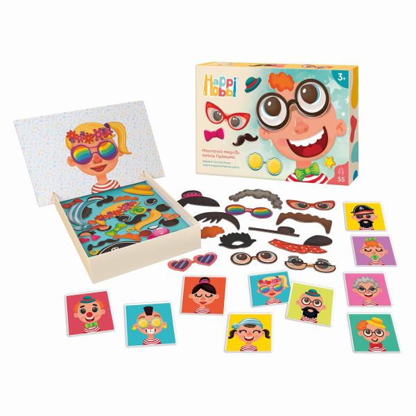 Fete Amuzante este o jucarie educativa si captivanta care ii ajuta pe copii sa descopere si sa inteleaga trasaturile umane intr-un mod jucaus Copiii pot combina magnetii pentru a recrea fetele ilustrate pe cartile incluse sau isi pot folosi imaginatia pentru a inventa expresii si combinatii amuzante dezvoltandu-si astfel creativitatea si spiritul de observatie Jocul contribuie la dezvoltarea atentiei coordonarii mana-ochi si a recunoasterii emotionale transformand fiecare sesiune de joaca 