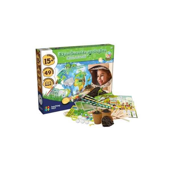 Descopera stiinta ecologica cu acest SET EXPERIMENTE ECOLOGICE educativ perfect pentru a invata despre sustenabilitate si protejarea planetei Cu aceasta jucarie vei realiza experimente amuzante si interactive care arata cum stiinta poate ajuta la protejarea naturii Invata cat de important este fiecare gest si cum micile schimbari pot avea un impact mare pentru viitorul planetei noastre Ideal pentru tinerii oameni de stiinta care vor sa inteleaga impactul asupra mediului si sa dezvolte 
