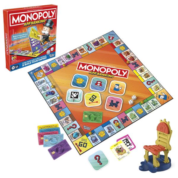 Jocul Monopoly App Banking este primul joc Monopoly asistat de aplicatie pentru operatiuni bancare usoare mini-jocuri si multe altele In acest joc de societate usor de jucat pentru copii jucatorii se bucura de clasicul joc Monopoly pe tabla dar aplicatia este Bancherul si Banca Fara bani sau numaratoare Pentru a incepe descarca aplicatia Monopoly App Banking descarcare gratuita  se pot aplica tarife de date si achizitii in aplicatie si plaseaza un dispozitiv inteligent in suportul 