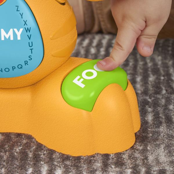 Fisher PriceTigerul Interactiv este o jucarie destinata copiilor de la 9 luni conceputa pentru a invatare prin joaca muzica si miscare Tigrul reda sunete melodii si fraze educative ajutand la dezvoltarea simpatiei limbajului coordonarii si motricitatii fine Butoanele colorate de pe corp si maini activeaza functii diferite precum alfabetul partile corpului culorile si relatia cauza-efect Functia speciala de inregistrare si redare permite copilului sa isi auda propria voce stimuland 