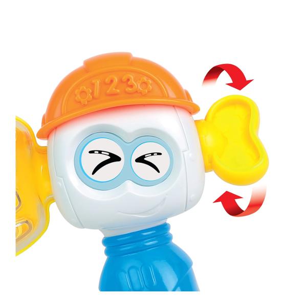 Winfun SET DE SCULE PENTRU MICUL CONSTRUCTOR este o jucarie interactiva conceputa pentru copiii de la 6 luni ideala pentru dezvoltarea abilitatilor motorii si a coordonarii Setul include unelte de jucarie colorate precum o bormasina interactiva si un ciocan special create pentru mainile mici ale copiilor usor de prins si de utilizare Bormasina este prevazuta cu butoane care activeaza sunete melodii vesele si efecte luminoase stimuland auzul si atentia copilului Functiile interactive 