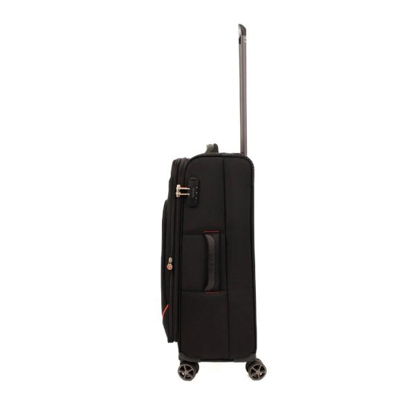Material impermeabilTroler cu 4 roti prevazut cu un buzunar frontal cu fermoar Placuta identificareManer lateral si superior pentru toate dimensiunile si deasemenea maner plastic in partea de jos a trolerului pentru o manevrare mai usoaraTroler mediu si mare expandabil 30 spatiuTrolerul mare si mediu au in partea opusa manerului lateral 2 picioruse transversale care permit asezarea trolerului fara a atinge solul evitandu-se astfel 