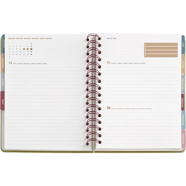 Agenda cu spira Miquelrius Plus 164x218 mm datata zilnic Bamboo Arno Dufour MR34569