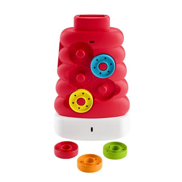 Jucaria Fisher-Price De Dezvoltare Turn Cu Discuri Colorate este special conceput pentru a stimula dezvoltarea timpurie a bebelusilor prin joaca interactiva si plina de culoare Setul include o structura transparenta cu traseu intern si discuri colorate pe care copilul le introduce in partea superioara urmarind cum acestea coboara in mod imprevizibil pana la baza Acest mecanism simplu dar captivant ajuta la dezvoltarea coordonarii mana-ochi si la intelegerea relatiei cauza-efect Designul 