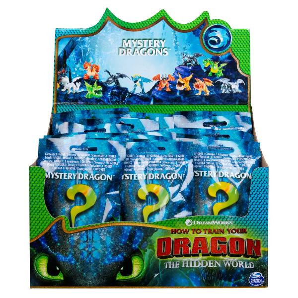 Descopera dragonii misteriosi din insula Berk si de mai departe Personajele tale dragon preferate din Cum sa iti dresezi dragonul sunt disponibile ca mini-figurine detaliate Ce dragon vei gasi in interiorul ambalajului Poti adauga colectiei dragoni obisnuiti rari sau greu de gasit Anumiti Dragoni misteriosi au solzi sau modele fosforescente vizibile Alti dragoni au modele fosforescente ascunse care se vad doar la lumina ultravioleta in seturile de joc Lumea ascunsa vandute 