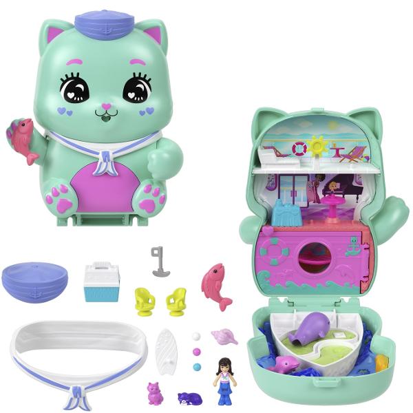 Gentutele Polly Pocket detin lumi mici cu surprize mari in interior pe care fetele si baietii le pot duce oriunde Fiecare jucarie portabila prezinta la exterior o forma adorabila de animal cu un detaliu de joaca interactiv cei mici pot combina accesoriile pentru a ingriji animalul de cate ori doresc Cand au terminat de decorat exteriorul copiii pot deschide carcasa pentru a dezvalui o papusa mai multe functii de joaca din mers si mai mult de 10 accesorii Arunca o petrecere de pijama pentru 