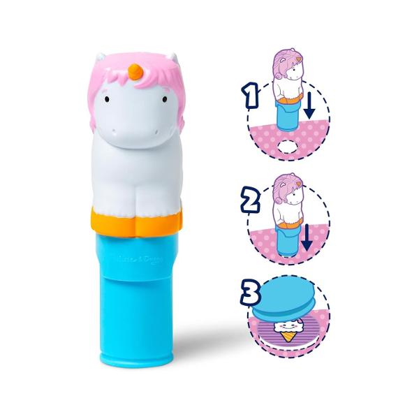 Melissa and Doug Sticker Wow este un set creativ de joaca pentru copii de la 3 ani in sus conceput pentru activitati distractive cu stickere Fiecare set include un aplicator tip stampila cu personaj reincarcabil care distribuie stickere individuale pe paginile incluse in caietul de activitate Setul contine aproximativ 300 de stickere si un caiet cu 24 de pagini pline de jocuri provocari si ilustratii colorate care incurajeaza copiii sa lipeasca sa potriveasca si sa completeze diferite 