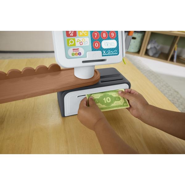 Invatare prin joaca  cate un bip pe rand Bine ati venit in cel mai incantator magazin din oras  unde imaginatia intalneste educatia Casa de marcat Fisher-Price Laugh &amp Learn Count &amp Shop transforma cumparaturile simulate de zi cu zi intr-o aventura vesela plina de muzica lumini si invatare Conceputa pentru copii mici si prescolari aceasta jucarie interactiva introduce micutii cursanti in lumea numerelor literelor culorilor formelor si abilitatilor sociale in cel mai jucaus 