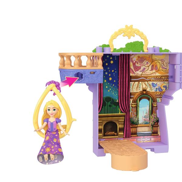 Setul Disney Princess Rapunzel recreeaza lumea magica din povestea printesei Rapunzel intr-un format compact si interactiv Setul include o mini figurina Rapunzel si elemente de decor inspirate din celebrul turn din poveste Piesele pot fi asamblate pentru a crea o scena de basm plina de culoare iar structura modulara permite extinderea si conectarea cu alte seturi din colectia Storytime Stackers Detaliile inspirate din universul Disney culorile vibrante si accesorii tematice incurajeaza 