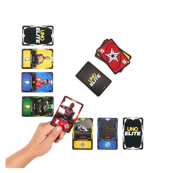 Jocul de carti UNO Elite Formula 1 2025 Core Edition aduce adrenalina curselor direct in mainile tale combinand regulile clasice UNO cu tematica spectaculoasa din lumea Formula 1 Acest starter pack include un pachet UNO complet alaturi de booster packs si carti speciale inspirate de piloti si masini celebre oferind o experienta competitiva de dinamica Designul premium si grafica moderna transforma fiecare runda intr-o cursa plina de strategie si surprize unde fiecare carte jucata poate 