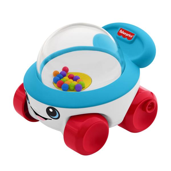 Masinuta Fisher-Price este o jucarie interactiva special conceputa pentru bebelusi care incurajeaza miscarea si explorarea Atunci cand copilul impinge sau moveaza masinita bilele colorate din interior sar si se misca in cupola transparenta creand efecte vizuale si sunete distractive Designul prietenos cu fata zambitoare si culori vii capteaza atentia celor mici si ii incurajeaza sa se joace activ Miscarea bilelor ajuta copilul sa inteleaga relatia cauza-efect stimuland in acelasi timp 