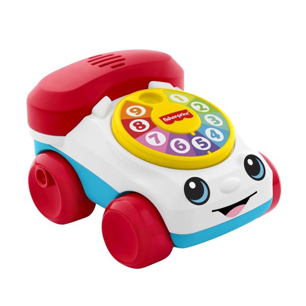 Telefonul interactiv Fisher-Price Vehicul Telefon este o jucarie clasica reinterpretata intr-un design modern si prietenos special conceputa pentru bebelusi Cu un aspect vesel si culori atractive aceasta jucarie stimuleaza curiozitatea si incurajeaza joaca activa Discul rotativ numerotat permite copilului sa interactioneze prin rotire dezvoltand coordonarea mana-ochi si abilitati motorii fine Rotile functionale transforma jucaria intr-un vehicul usor de impins sau tras sustinand miscarea 