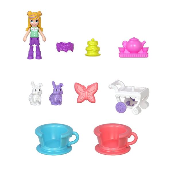 Gentutele Polly Pocket detin lumi mici cu surprize mari in interior pe care fetele si baietii le pot duce oriunde Fiecare jucarie portabila prezinta la exterior o forma adorabila de animal cu un detaliu de joaca interactiv cei mici pot combina accesoriile pentru a ingriji animalul de cate ori doresc Cand au terminat de decorat exteriorul copiii pot deschide carcasa pentru a dezvalui o papusa mai multe functii de joaca din mers si mai mult de 10 accesorii Arunca o petrecere de pijama pentru 